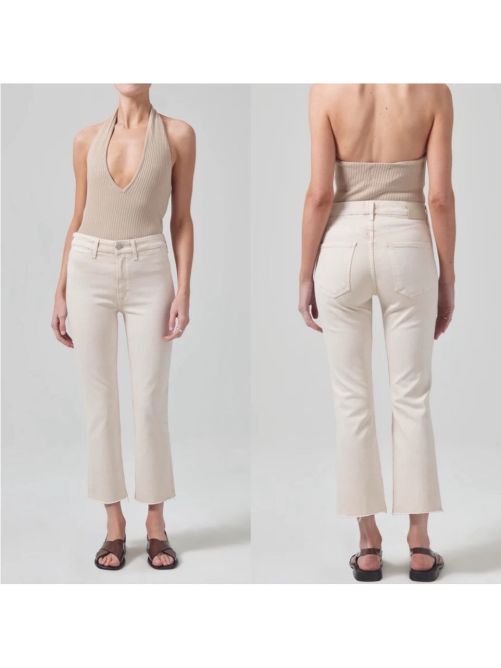 Citizens Of Humanity Cream off white Isola Cropped Straight Jeans